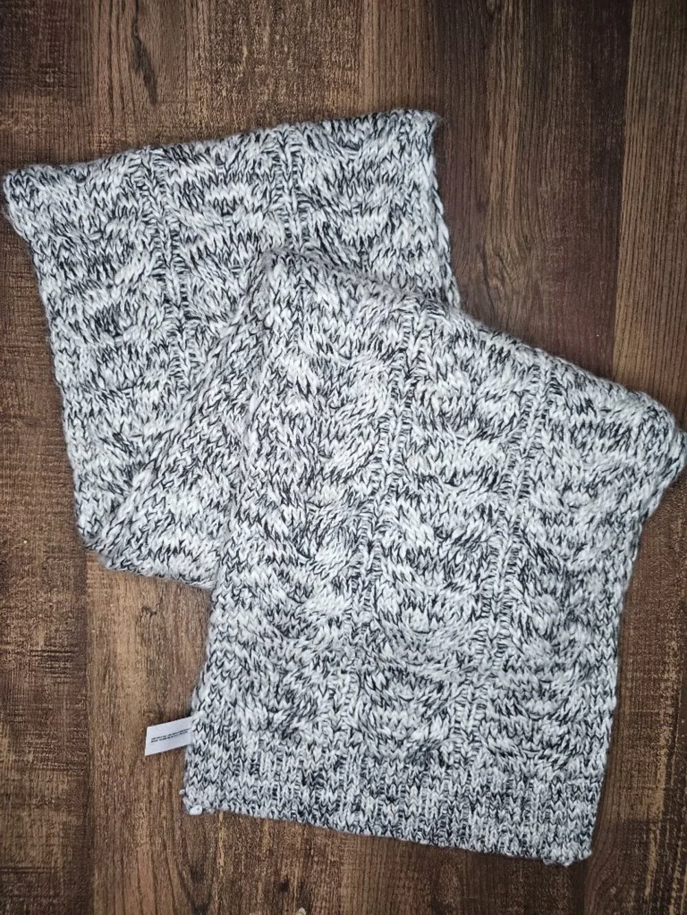 GAP Wool Blend Cable Knit Scarf Chunky Thick Cozy Warm Marled Grey Heather